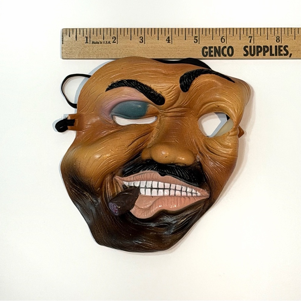 Vtg Fun World Rubber Gangster Mask Halloween Bruised Face Cigar Realistic Prop - Picture 3 of 6